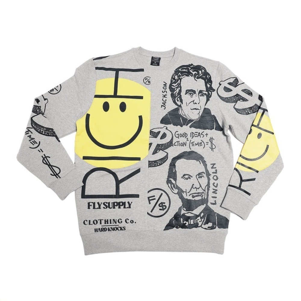 Gray and Yellow Graphic Sweatshirt